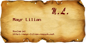 Mayr Lilian névjegykártya